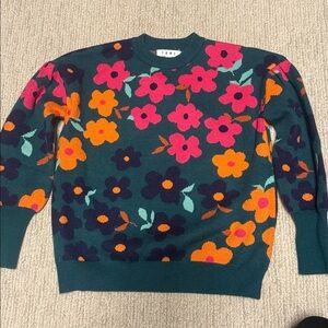 THML Floral Sweater in Green, Pink, and Orange
